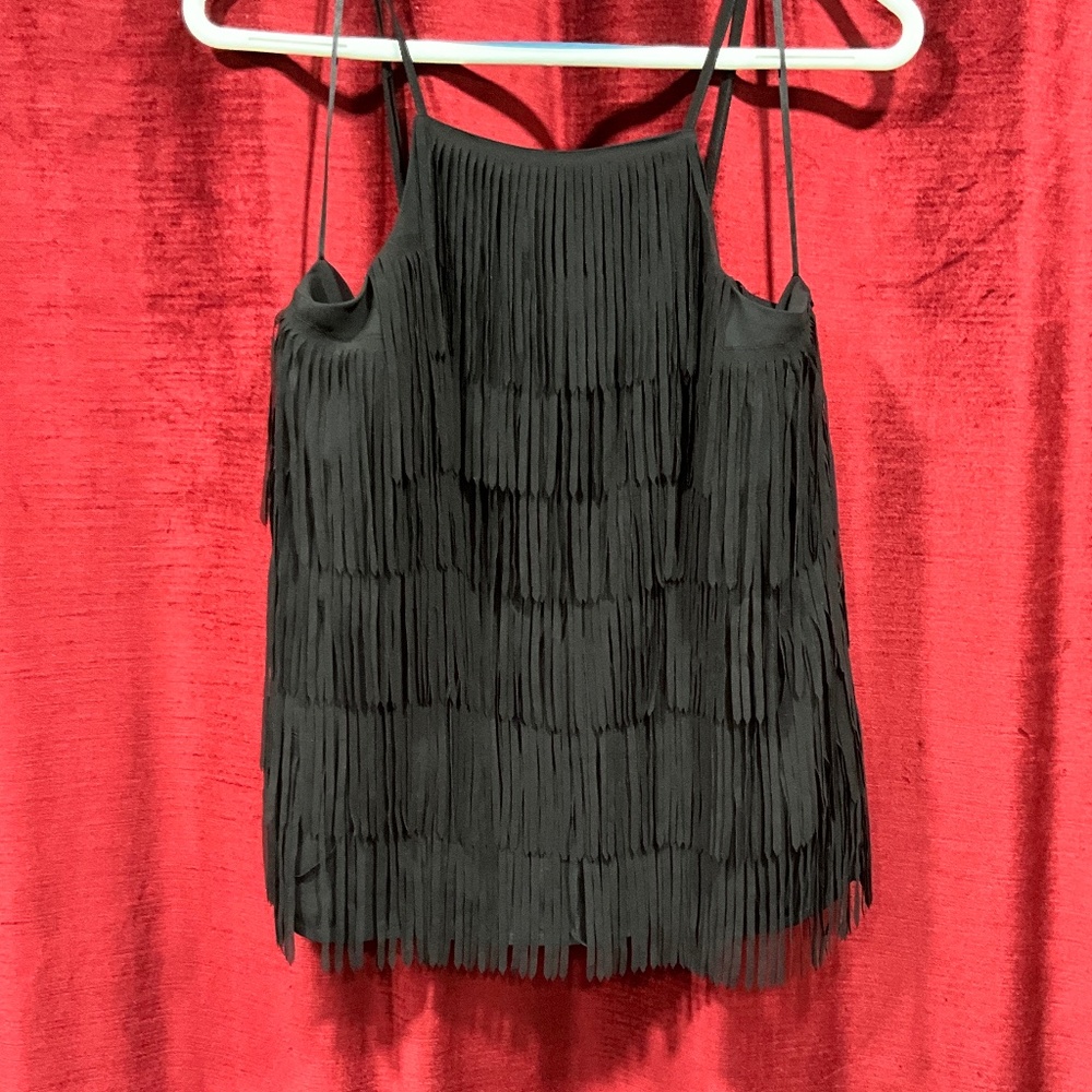 GUESS Black Fringed Top - Size XS
